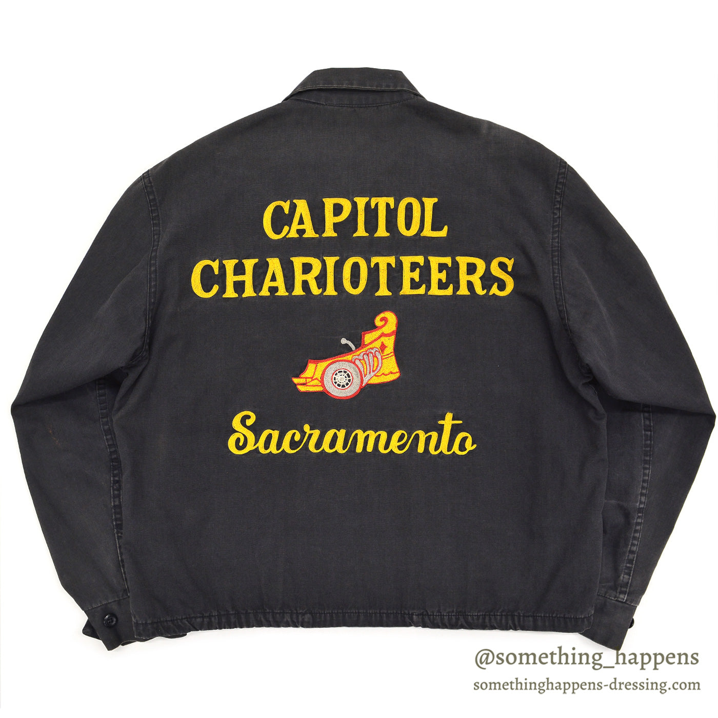 1960's DAN RIVER CAPITOL CHARIOTEERS CAR CLUB JACKET / BLACK ... M