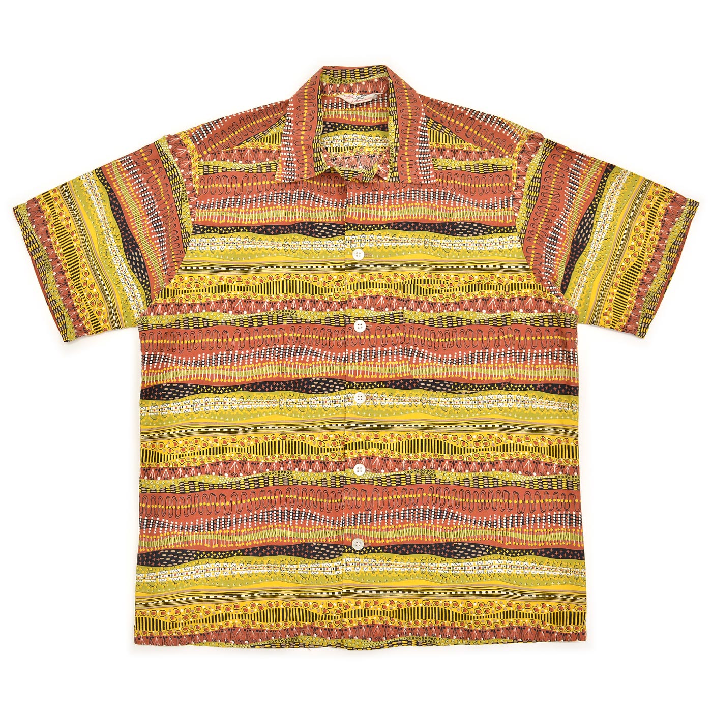 1950's CATALINA EGYPTIENNE PRINT COTTON S/S SHIRT ... M