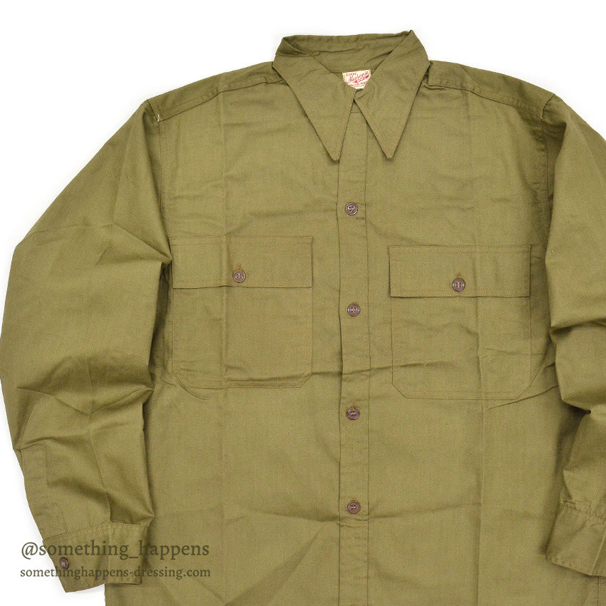 ~1940's DEADSTOCK LOEB'S MECHANIC BRAND COTTON WORK SHIRT / CHIN STRAP ... 15