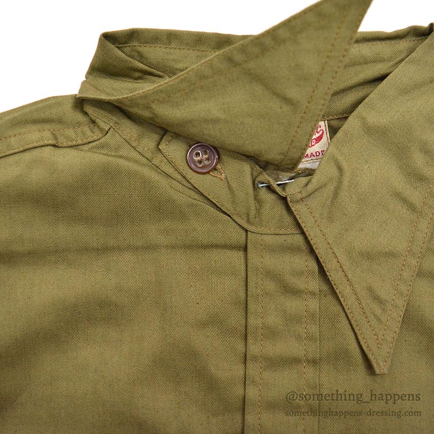 ~1940's DEADSTOCK LOEB'S MECHANIC BRAND COTTON WORK SHIRT / CHIN STRAP ... 15