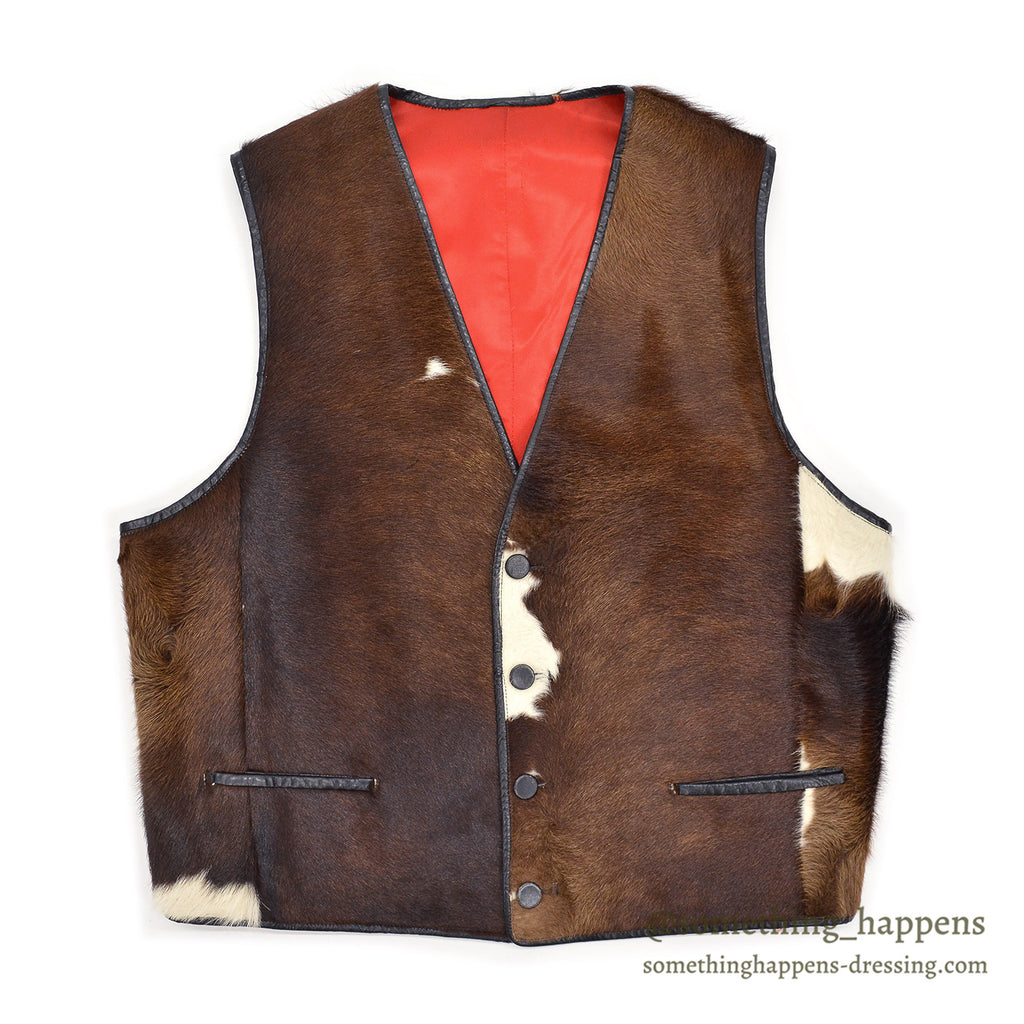 1960's HAIR ON COWHIDE LEATHER FUR VEST...