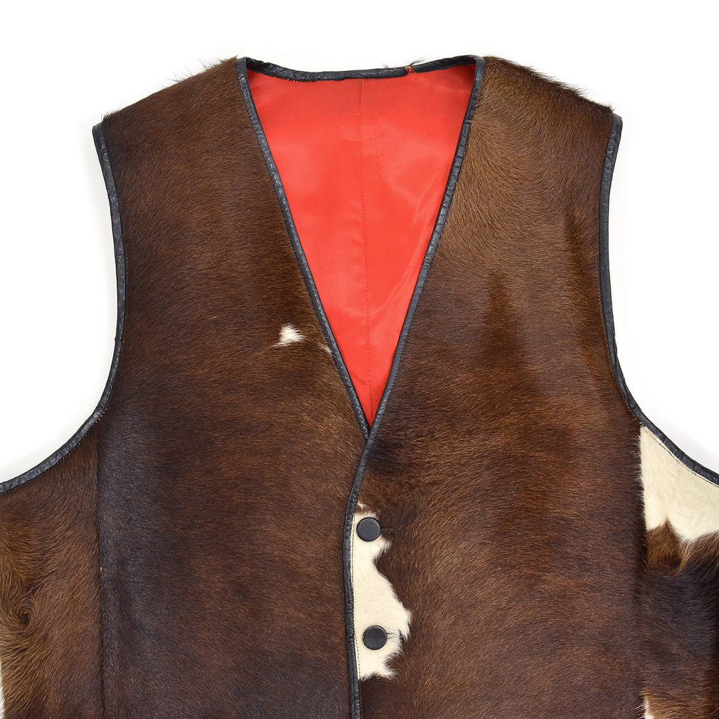 1960's HAIR ON COWHIDE LEATHER FUR VEST...