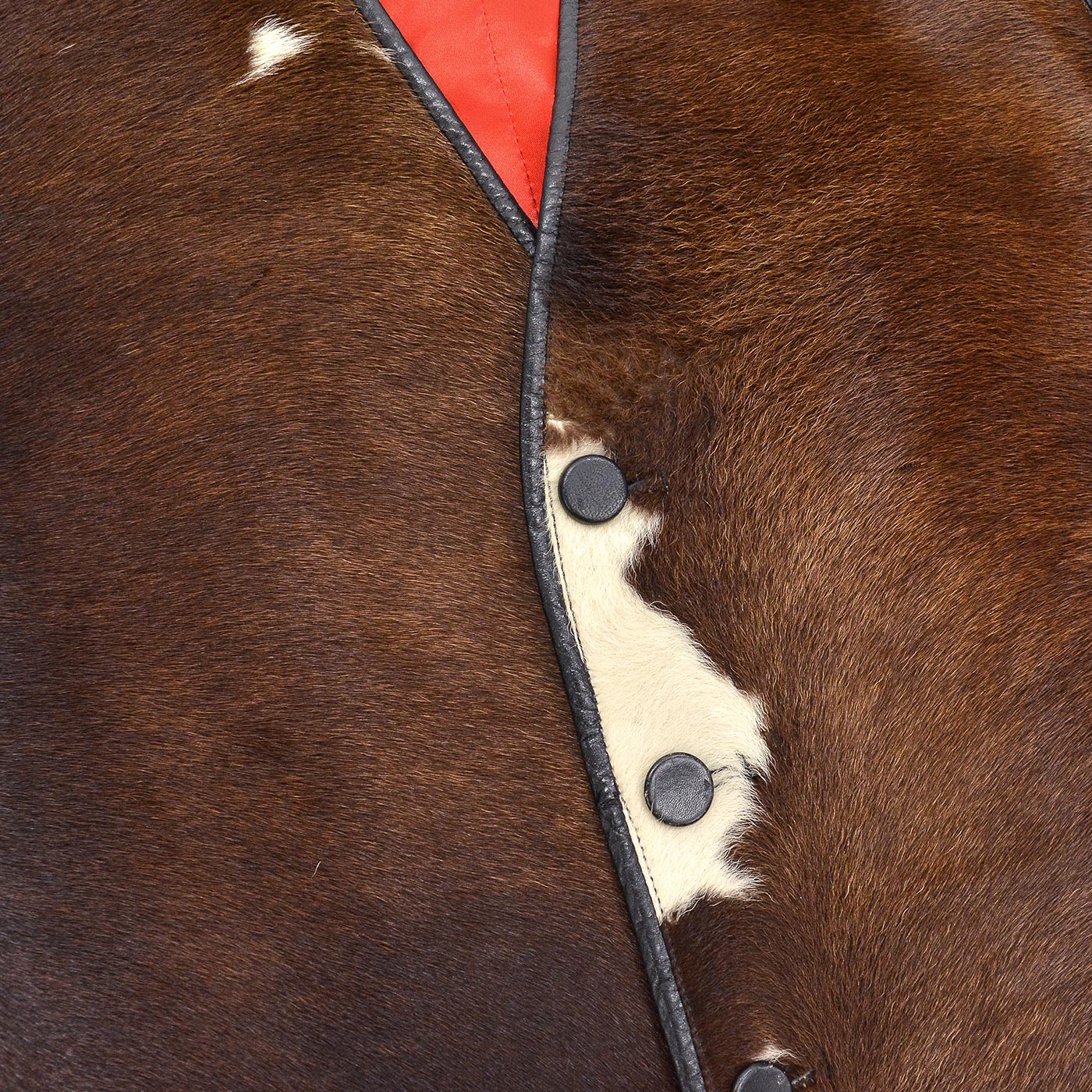 1960's HAIR ON COWHIDE LEATHER FUR VEST...