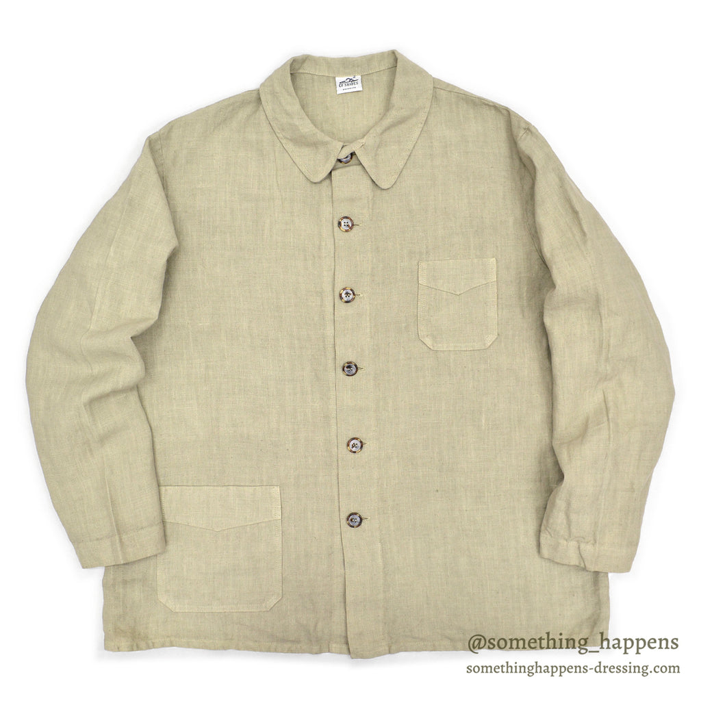 1990's CP SHADES LINEN WORK JACKET / TAN ... L