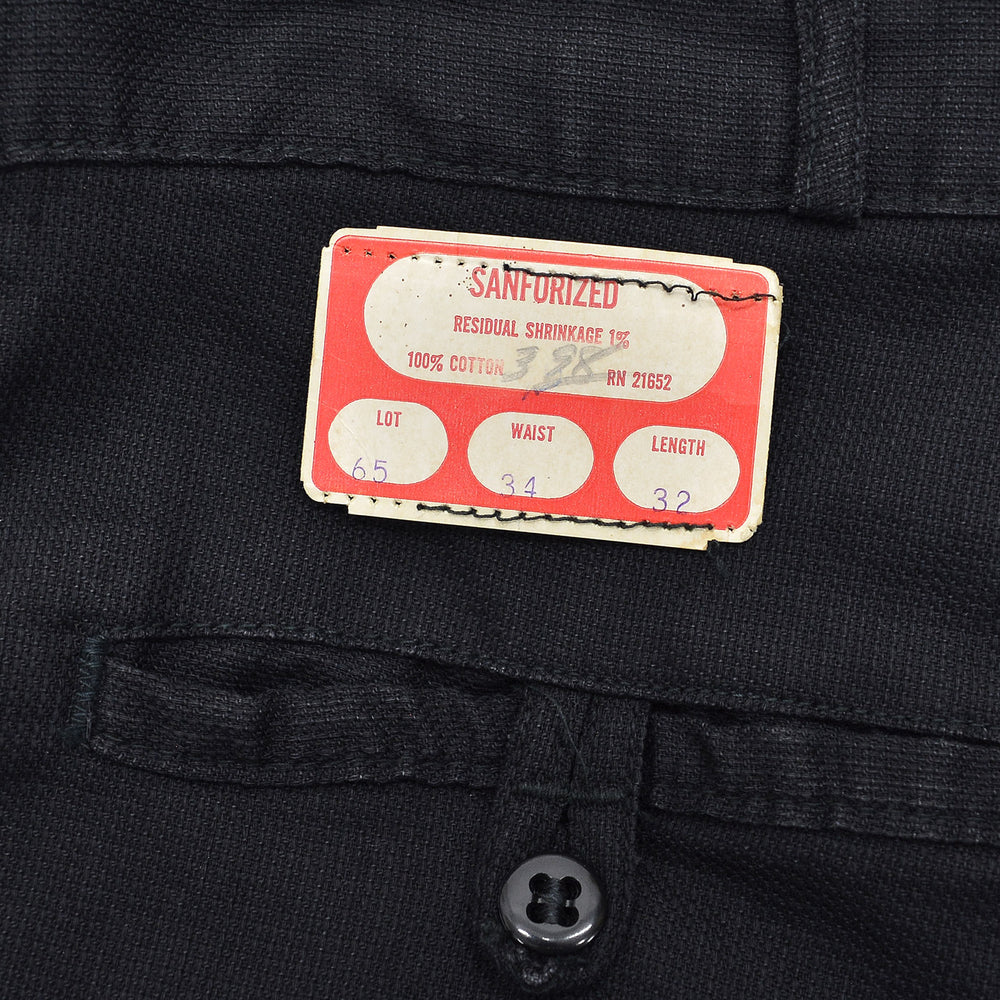 1950s OLD BLACK ALL COTTON WORK PANTS ... W33/L30