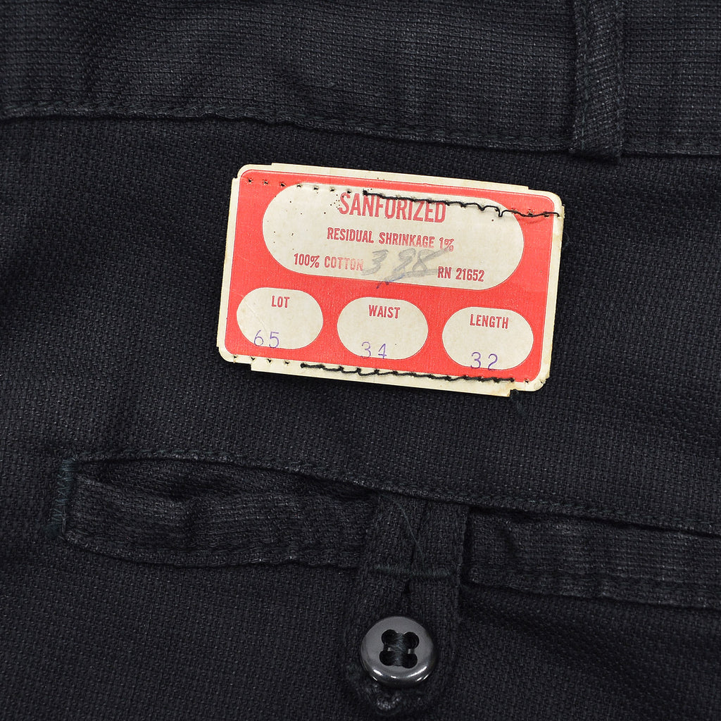 1950's OLD BLACK ALL COTTON WORK PANTS ... W33/L30