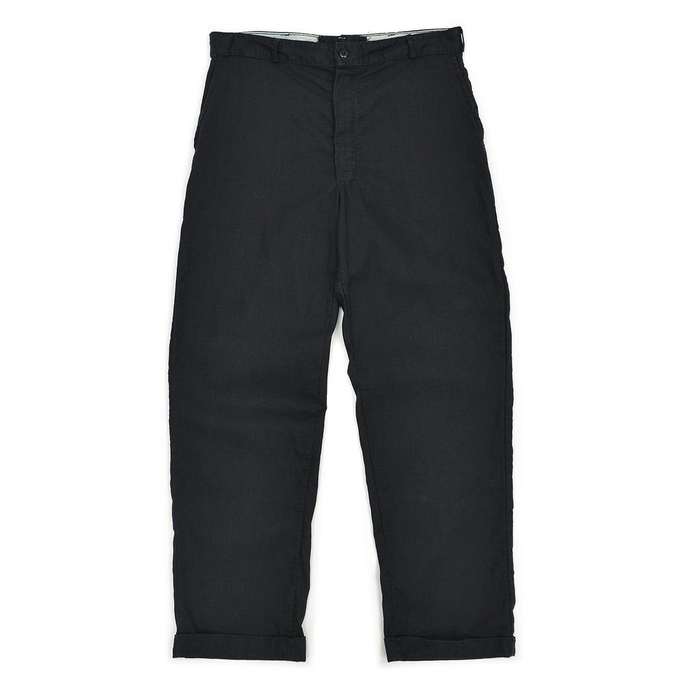 1950s OLD BLACK ALL COTTON WORK PANTS ... W33/L30