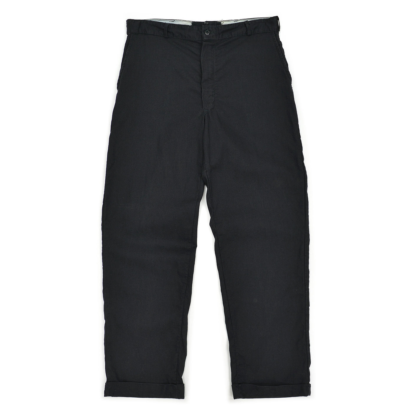 1950's OLD BLACK ALL COTTON WORK PANTS ... W33/L30