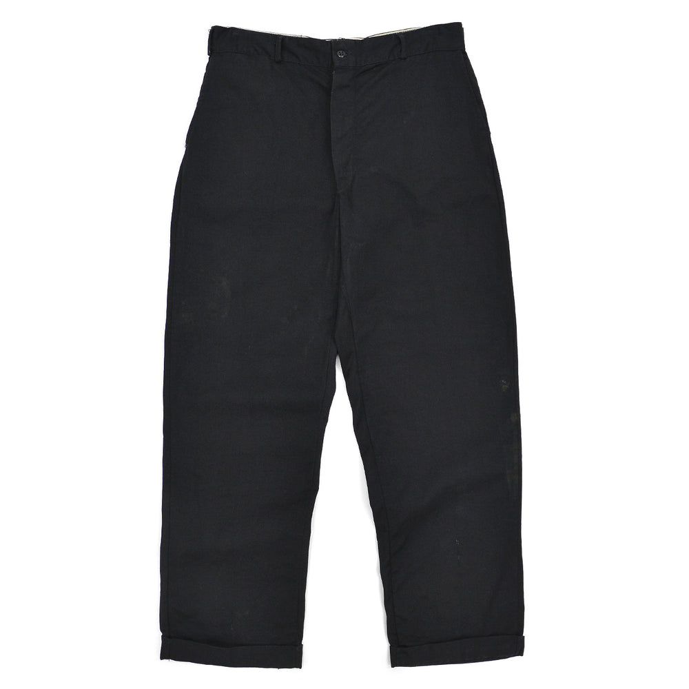 1950s OLD BLACK ALL COTTON WORK PANTS / CHINO ... W33/L30