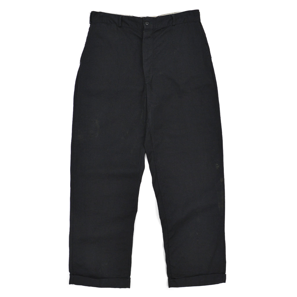 1950s OLD BLACK ALL COTTON WORK PANTS / CHINO ... W33/L30