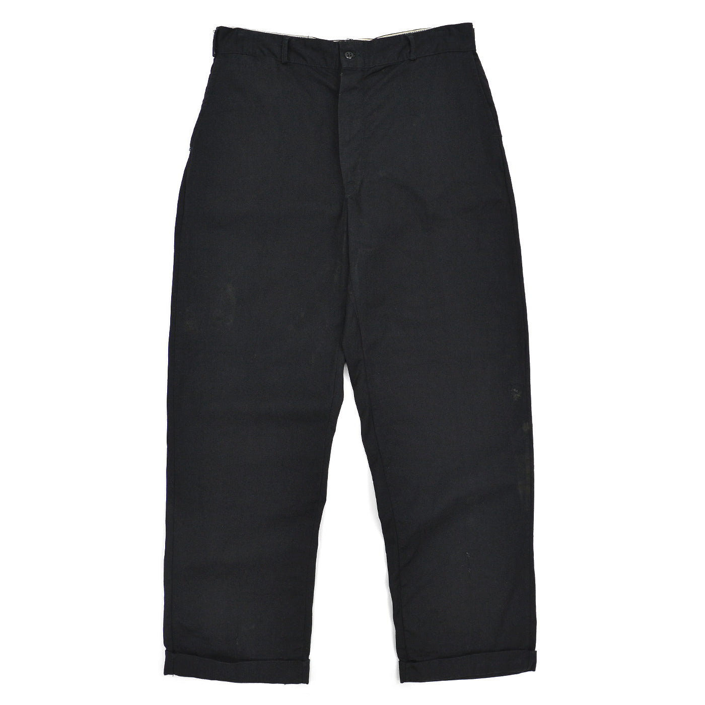 1950s OLD BLACK ALL COTTON WORK PANTS / CHINO ... W33/L30