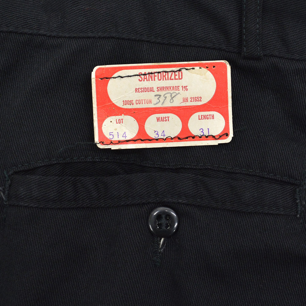 1950s OLD BLACK ALL COTTON WORK PANTS / CHINO ... W33/L30