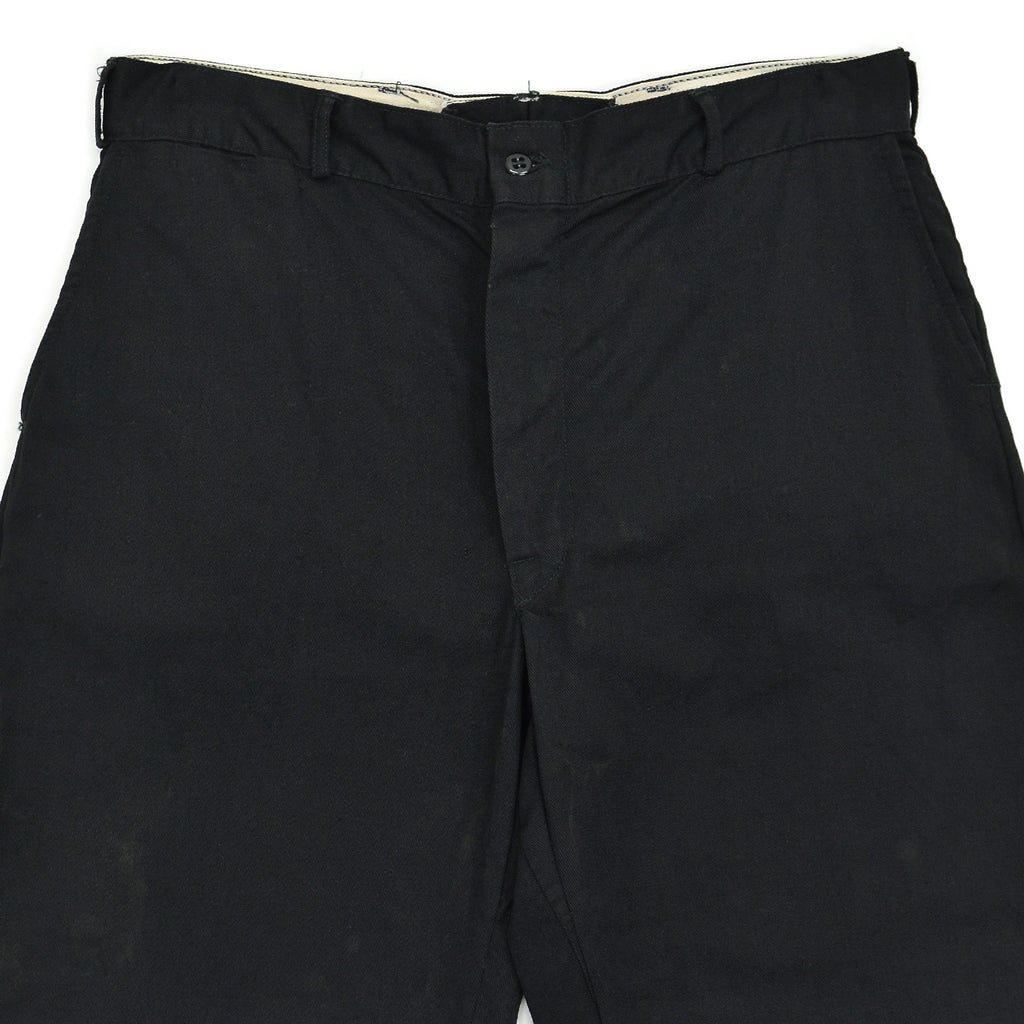 1950s OLD BLACK ALL COTTON WORK PANTS / CHINO ... W33/L30