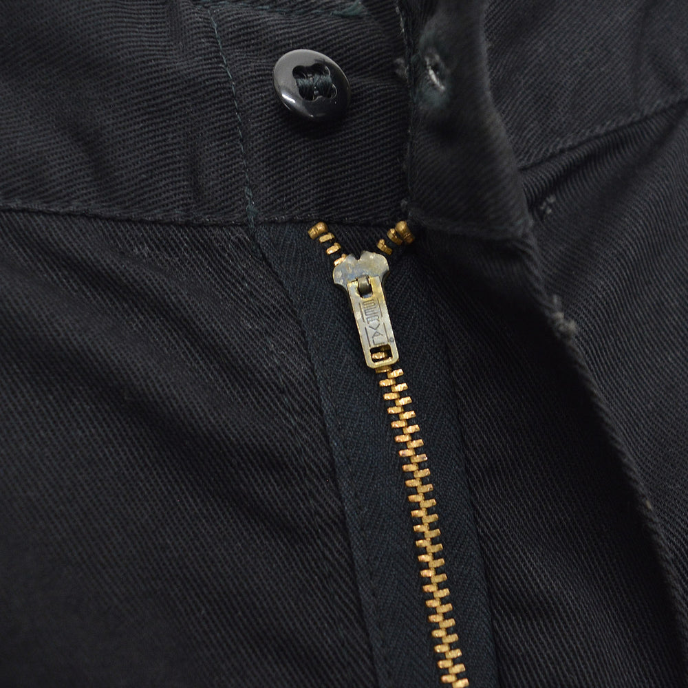1950s OLD BLACK ALL COTTON WORK PANTS / CHINO ... W33/L30