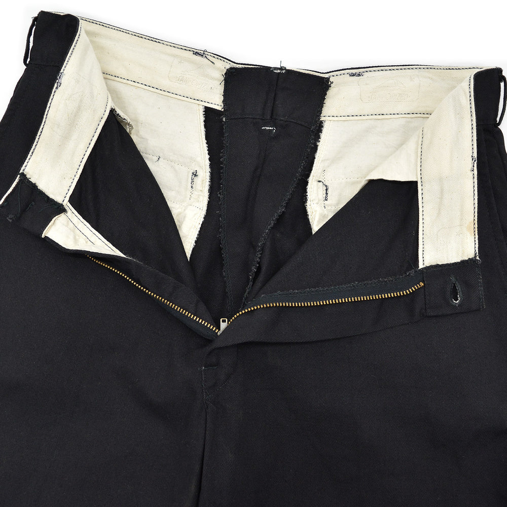 1950s OLD BLACK ALL COTTON WORK PANTS / CHINO ... W33/L30