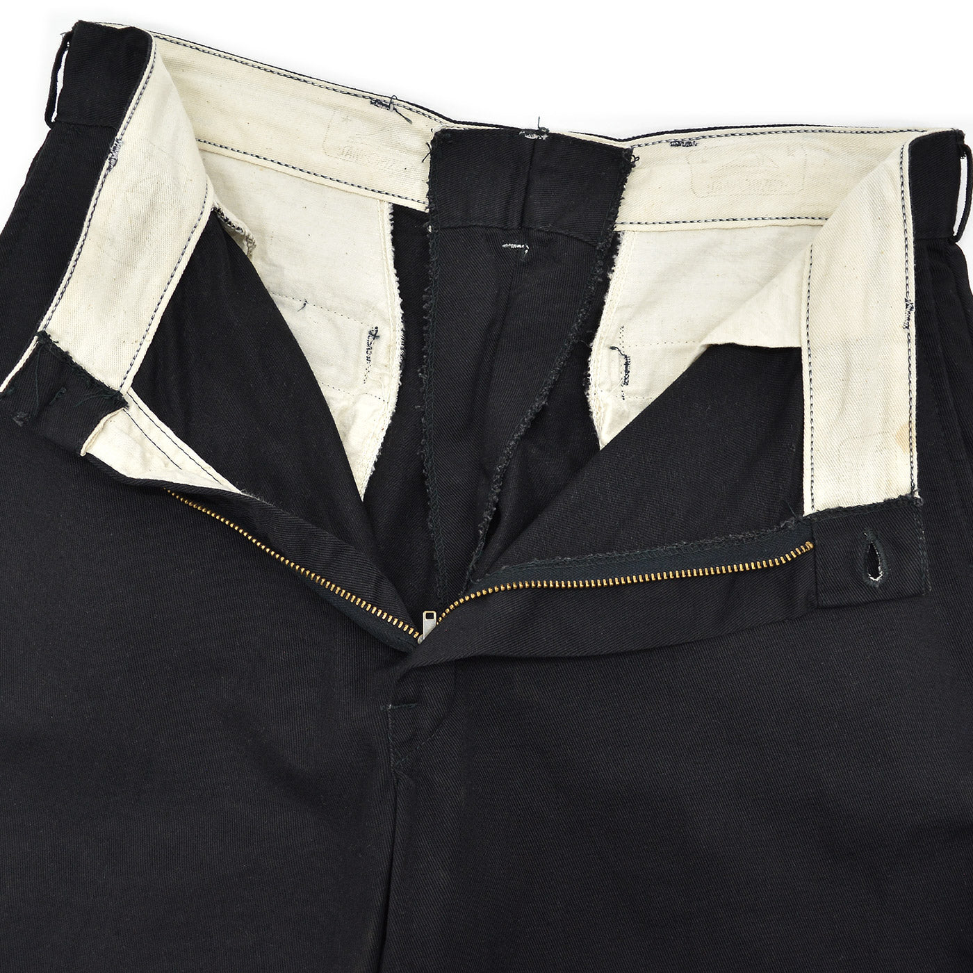 1950s OLD BLACK ALL COTTON WORK PANTS / CHINO ... W33/L30