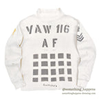 1980's U.S.NAVY JERSEY, FLIGHT DECK CREWMAN'S WHITE / CHECKERED FLAG STENCIL ... XL