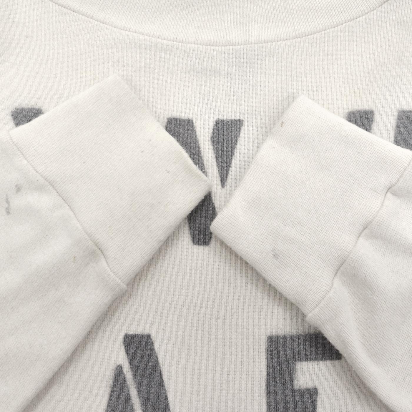 1980's U.S.NAVY JERSEY, FLIGHT DECK CREWMAN'S WHITE / CHECKERED FLAG STENCIL ... XL