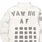 1980's U.S.NAVY JERSEY, FLIGHT DECK CREWMAN'S WHITE / CHECKERED FLAG STENCIL ... XL