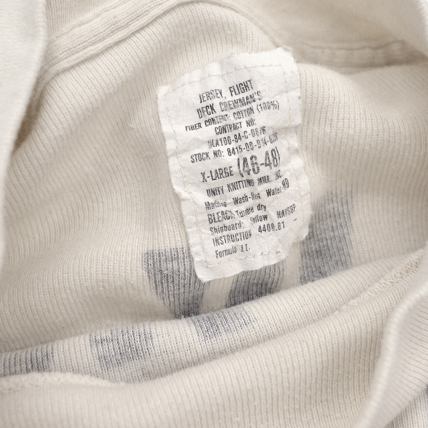 1980's U.S.NAVY JERSEY, FLIGHT DECK CREWMAN'S WHITE / CHECKERED FLAG STENCIL ... XL