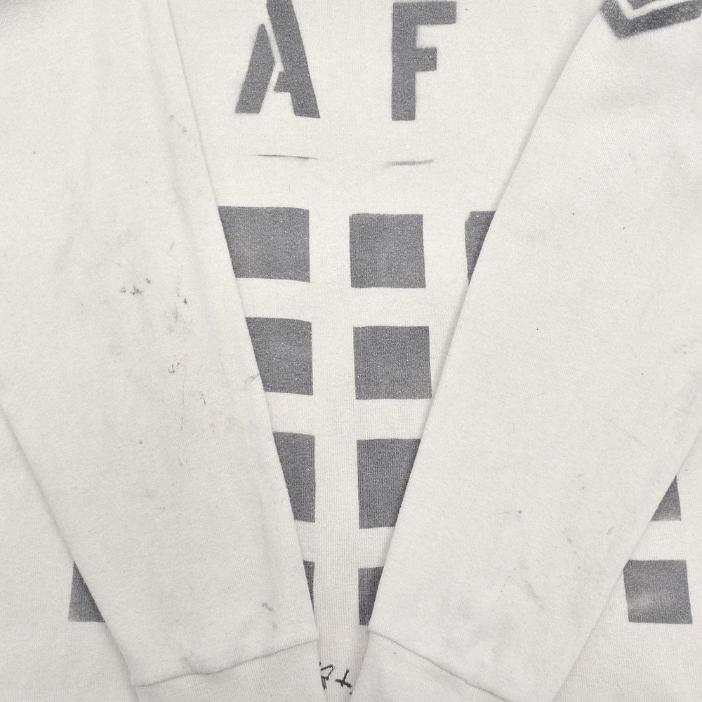 1980's USNAVY JERSEY, FLIGHT DECK CREWMAN'S WHITE / CHECKERED FLAG STENCIL ... XL