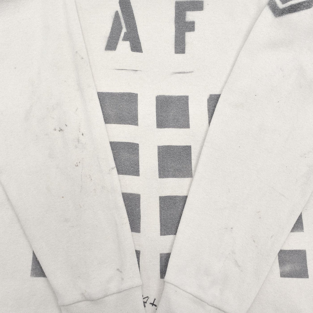 1980's U.S.NAVY JERSEY, FLIGHT DECK CREWMAN'S WHITE / CHECKERED FLAG STENCIL ... XL