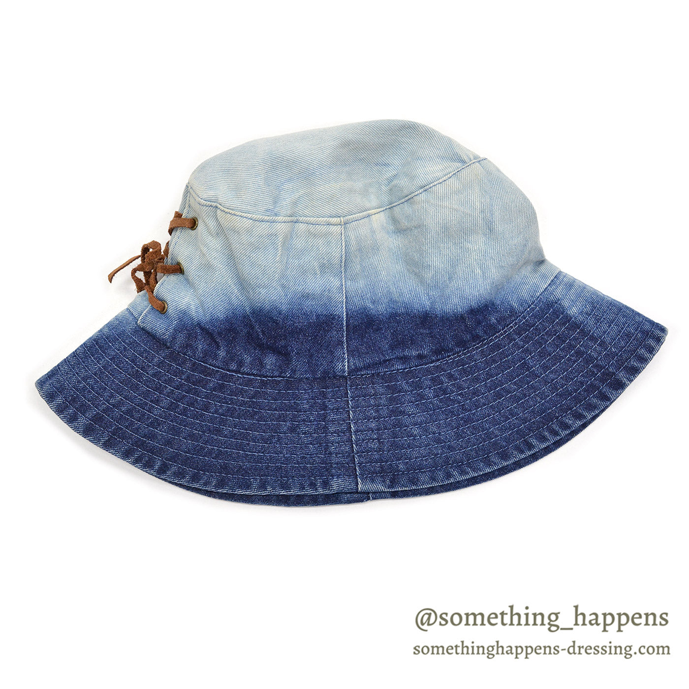 1990's~ OLD LACE-UP DENIM BUCKET HAT / BLEACHED...