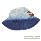 1990's~ OLD LACE-UP DENIM BUCKET HAT / BLEACHED...