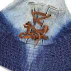 1990's~ OLD LACE-UP DENIM BUCKET HAT / BLEACHED...