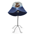 1990's~ OLD LACE-UP DENIM BUCKET HAT / BLEACHED...