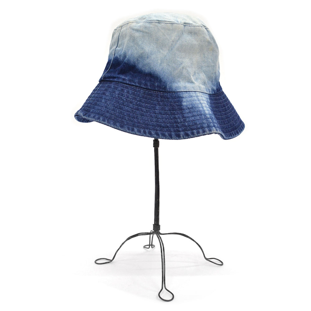1990's~ OLD LACE-UP DENIM BUCKET HAT / BLEACHED...