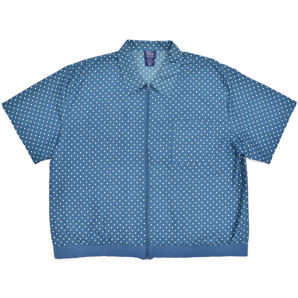 1990's JOHN BLAIR POLKA DOTS ZIP-UP SHIRT ... 2XL
