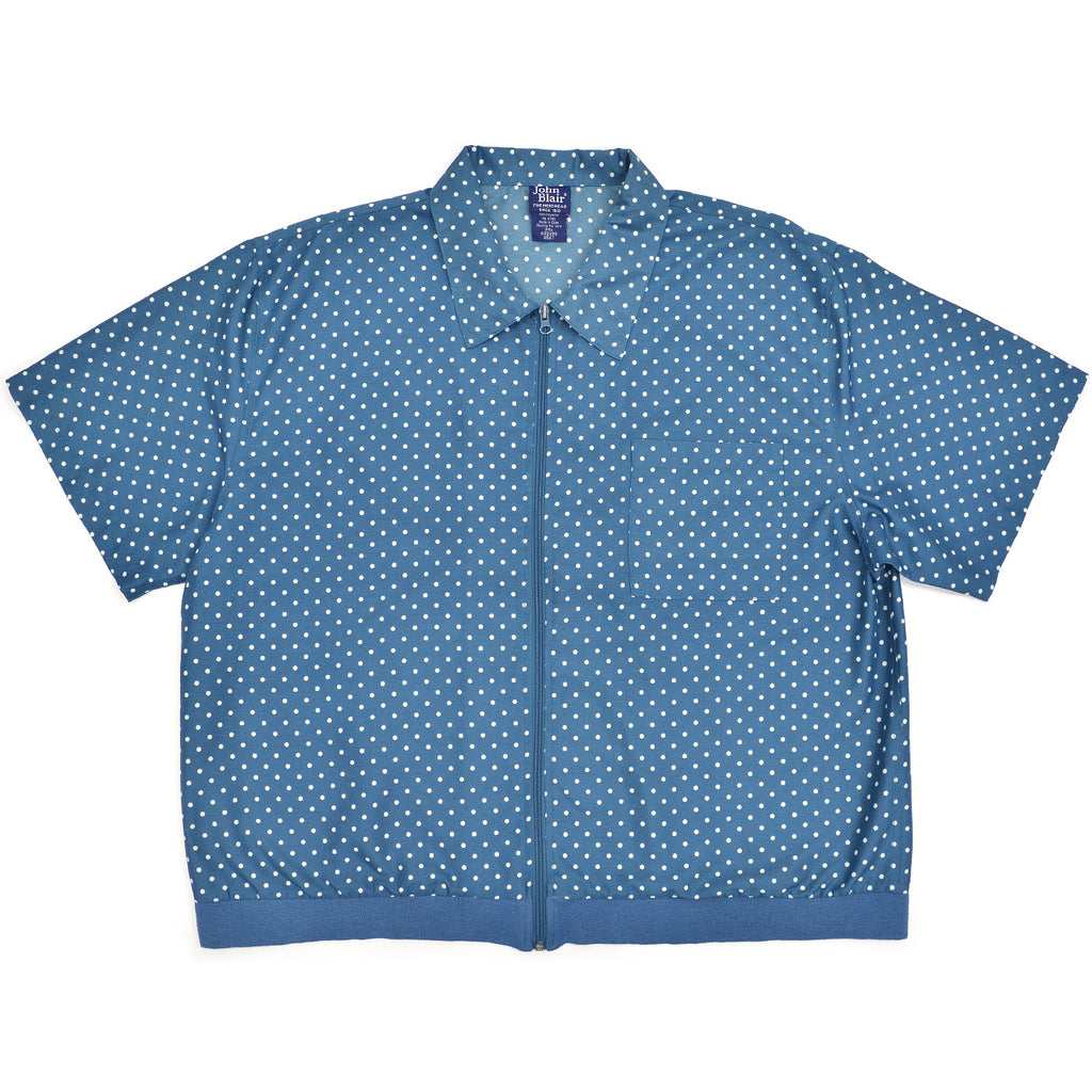 1990's JOHN BLAIR POLKA DOTS ZIP-UP SHIRT ... 2XL
