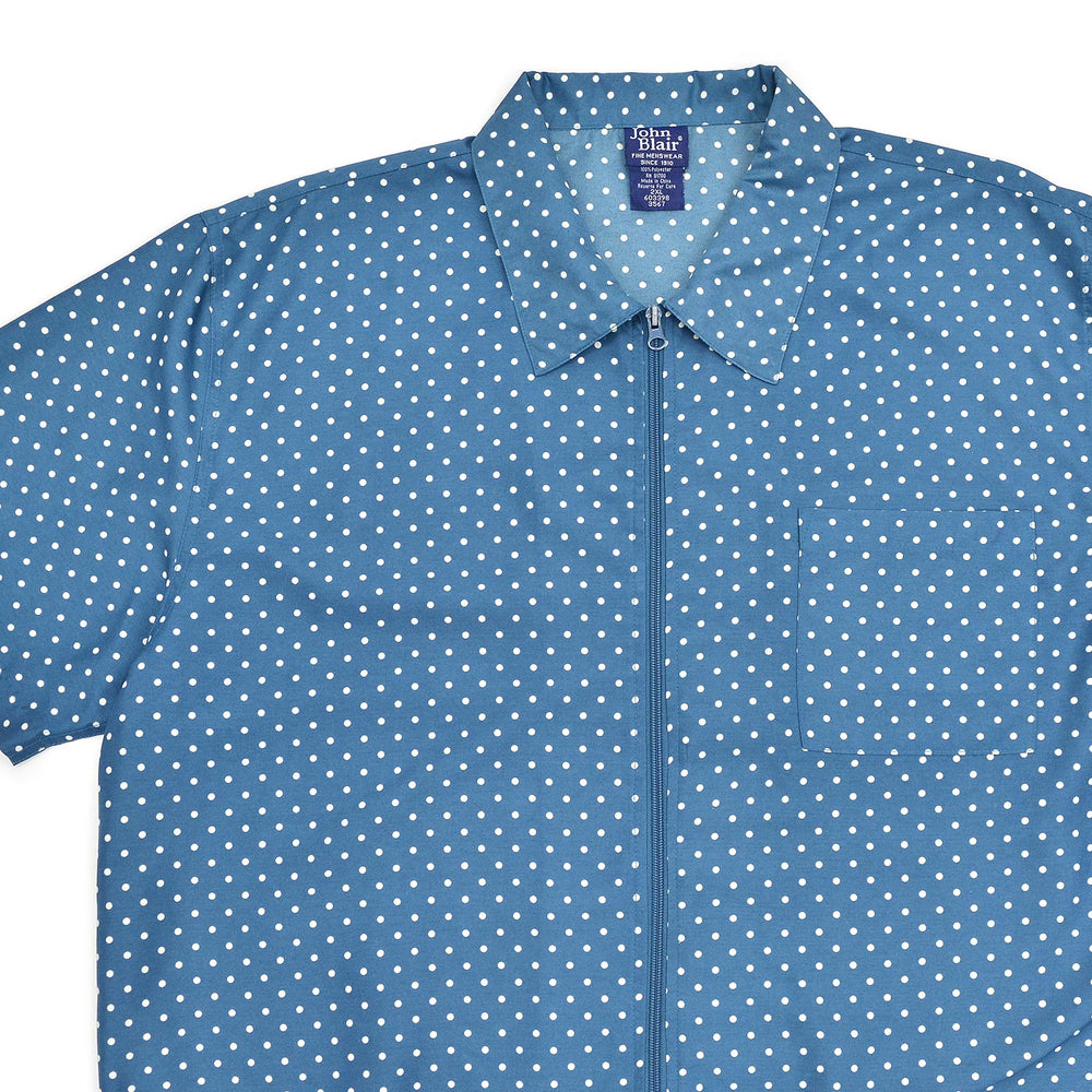 1990's JOHN BLAIR POLKA DOTS ZIP-UP SHIRT ... 2XL