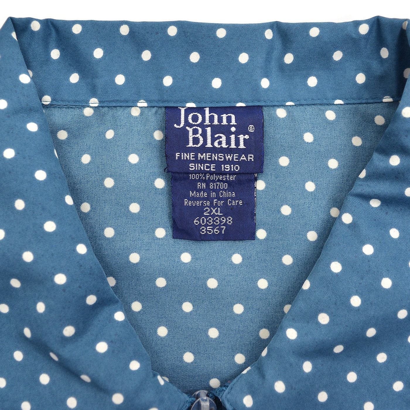 1990's JOHN BLAIR POLKA DOTS ZIP-UP SHIRT ... 2XL