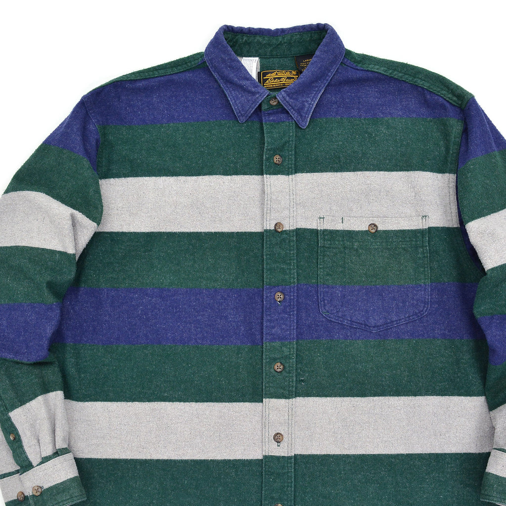 1980's EDDIE BAUER BORDER FLANNEL SHIRT / MADE IN USA ... L