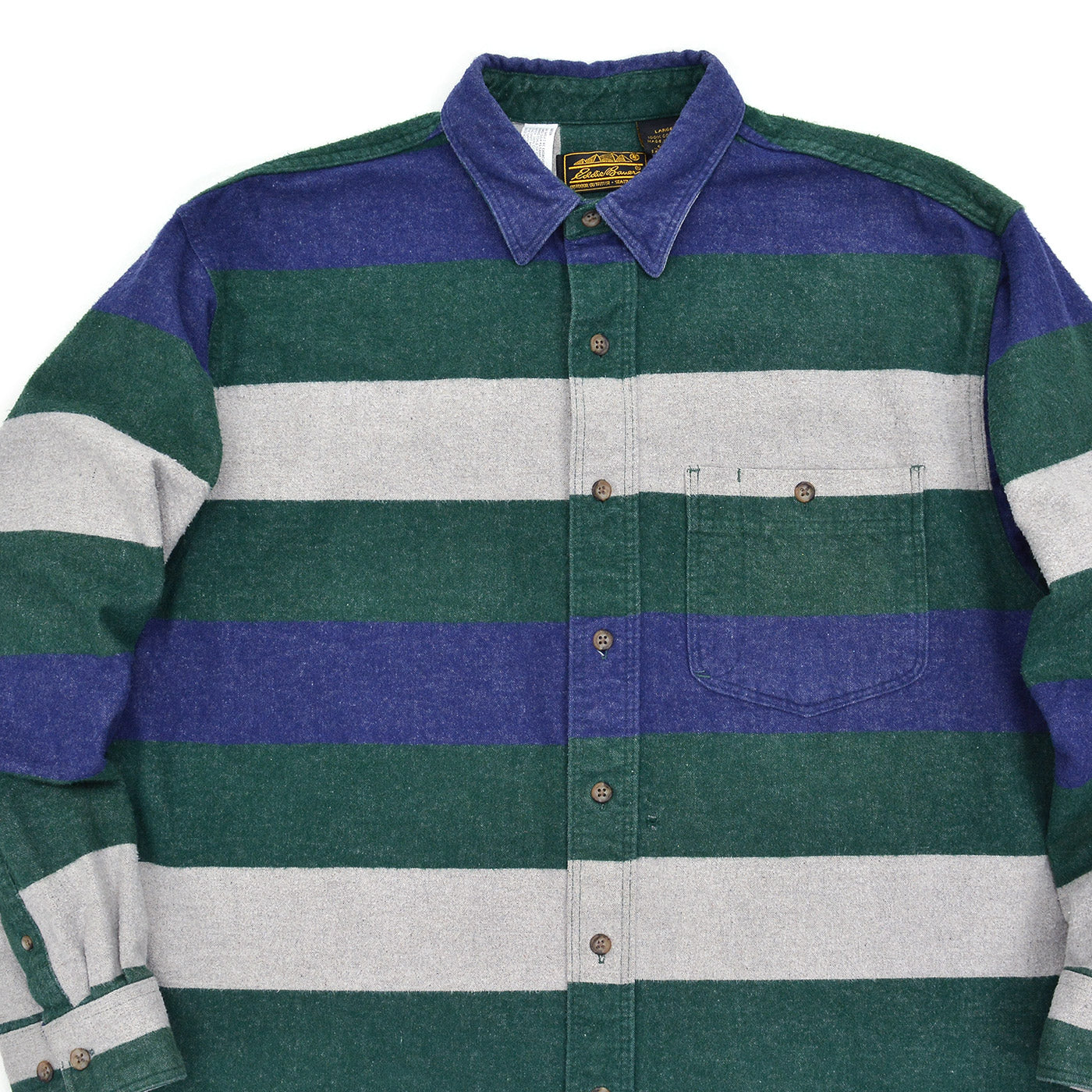 1980's EDDIE BAUER BORDER FLANNEL SHIRT / MADE IN USA ... L
