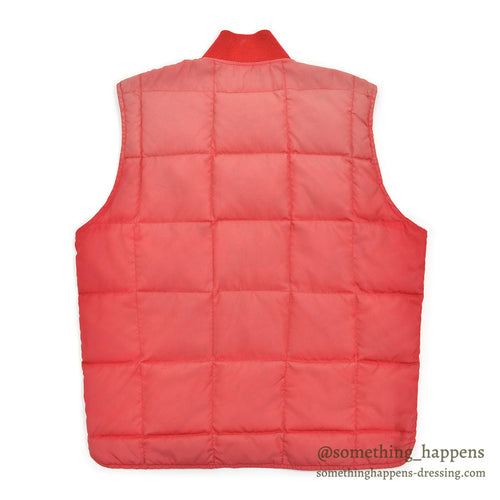 1980's EDDIE BAUER RED DOWN VEST / SUN FADED...