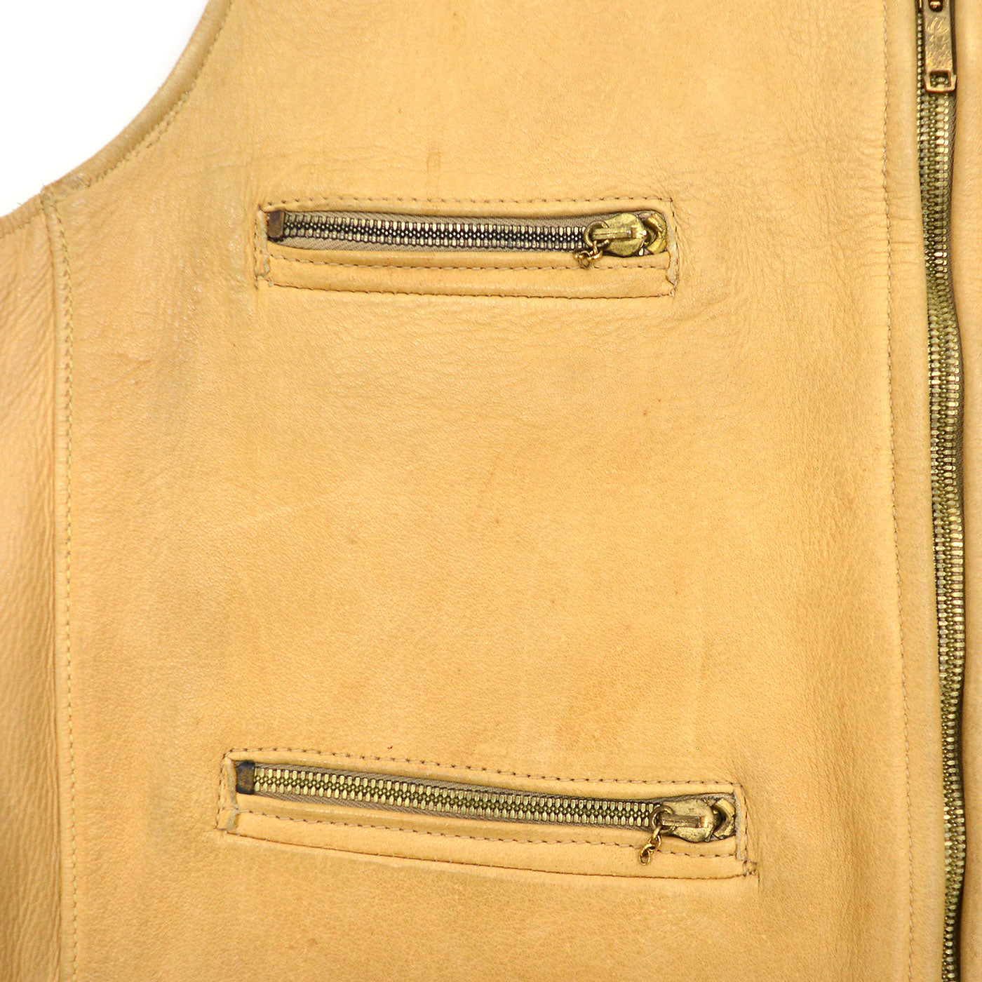 ~1960's ELKSKIN LEATHER VEST / UNUSUAL ZIPPER POCKETS ...
