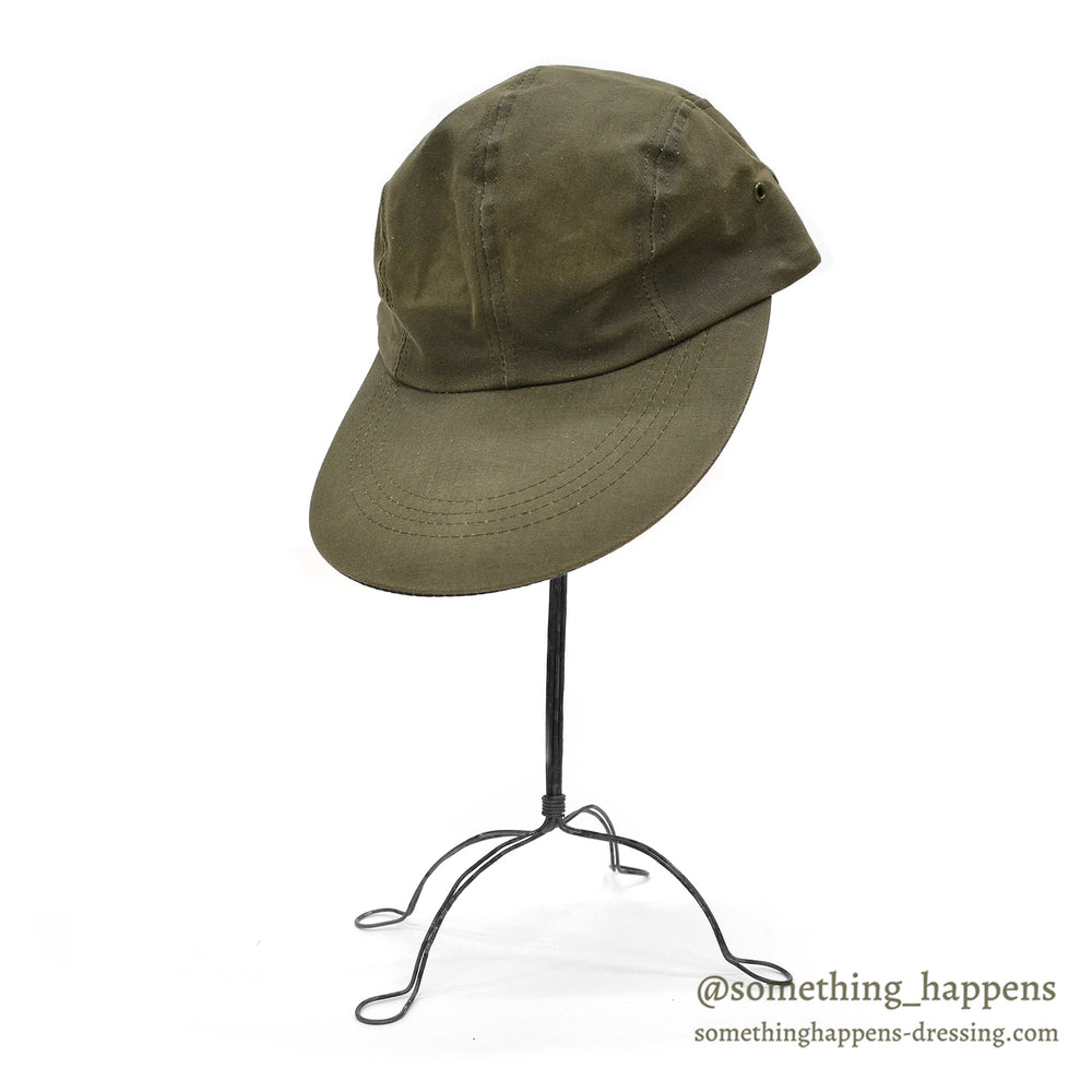1980s FILSON OLIVE TIN CLOTH LONG BILL CAP / NO LOGO ... L