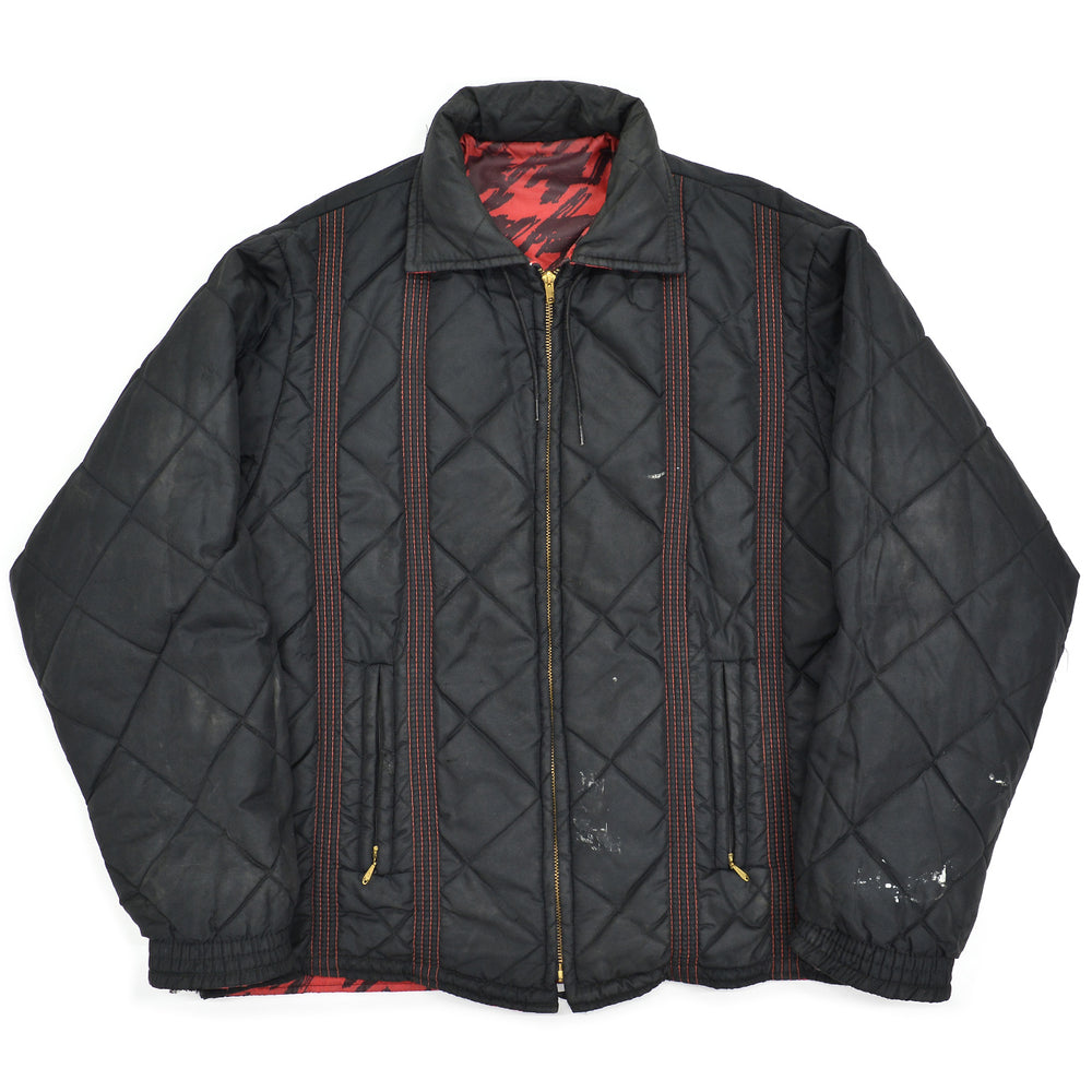 1960s OLD REVERSIBLE ABSTRACT PATTERN QUILTED JACKET ... XL