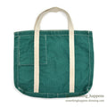 1980's UNKNOWN GREEN CANVAS TOTE BAG / UNUSUAL POCKET...