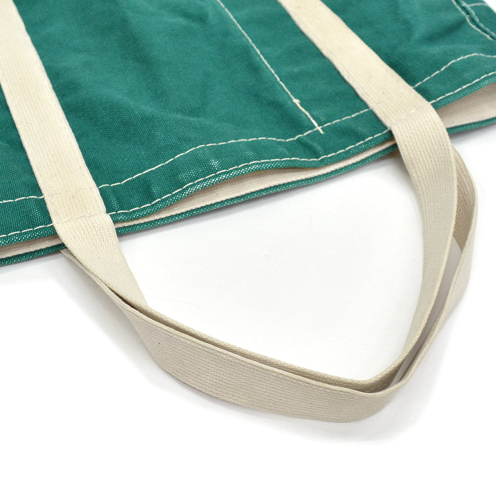 1980's UNKNOWN GREEN CANVAS TOTE BAG / UNUSUAL POCKET...