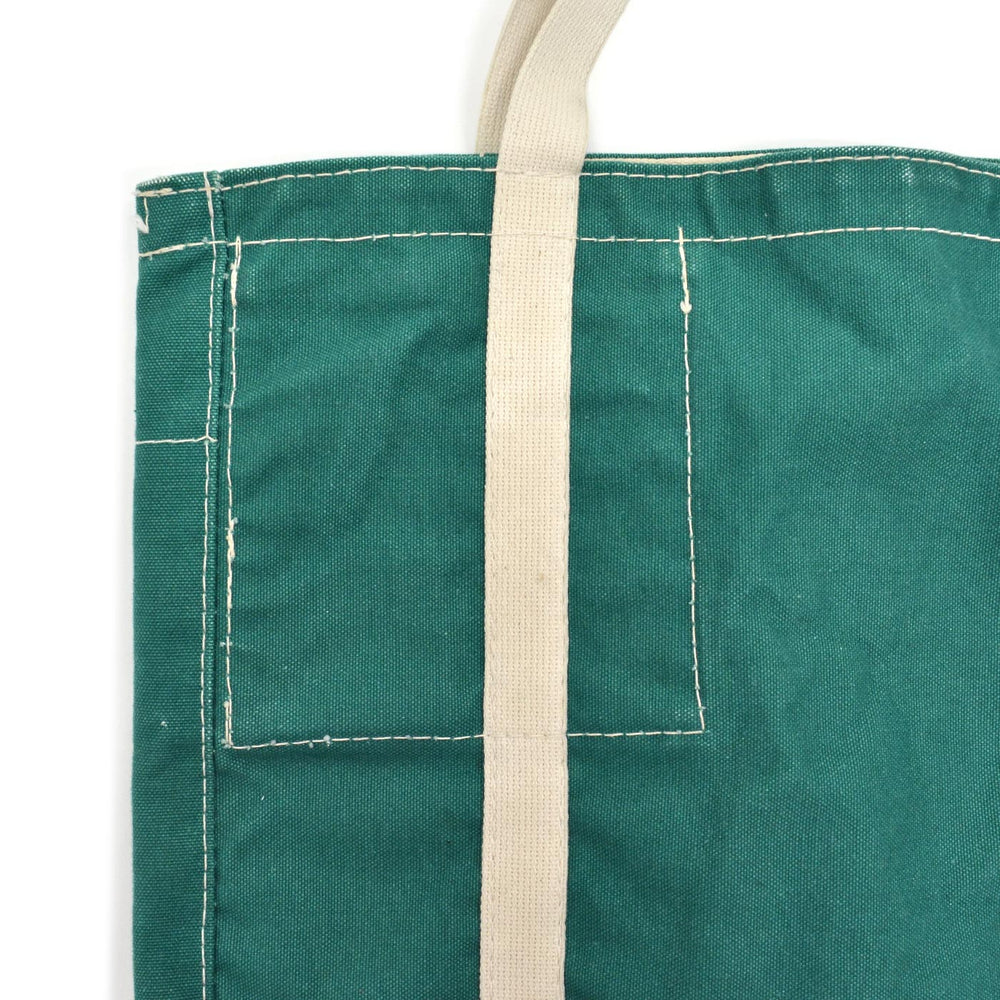 1980's UNKNOWN GREEN CANVAS TOTE BAG / UNUSUAL POCKET...