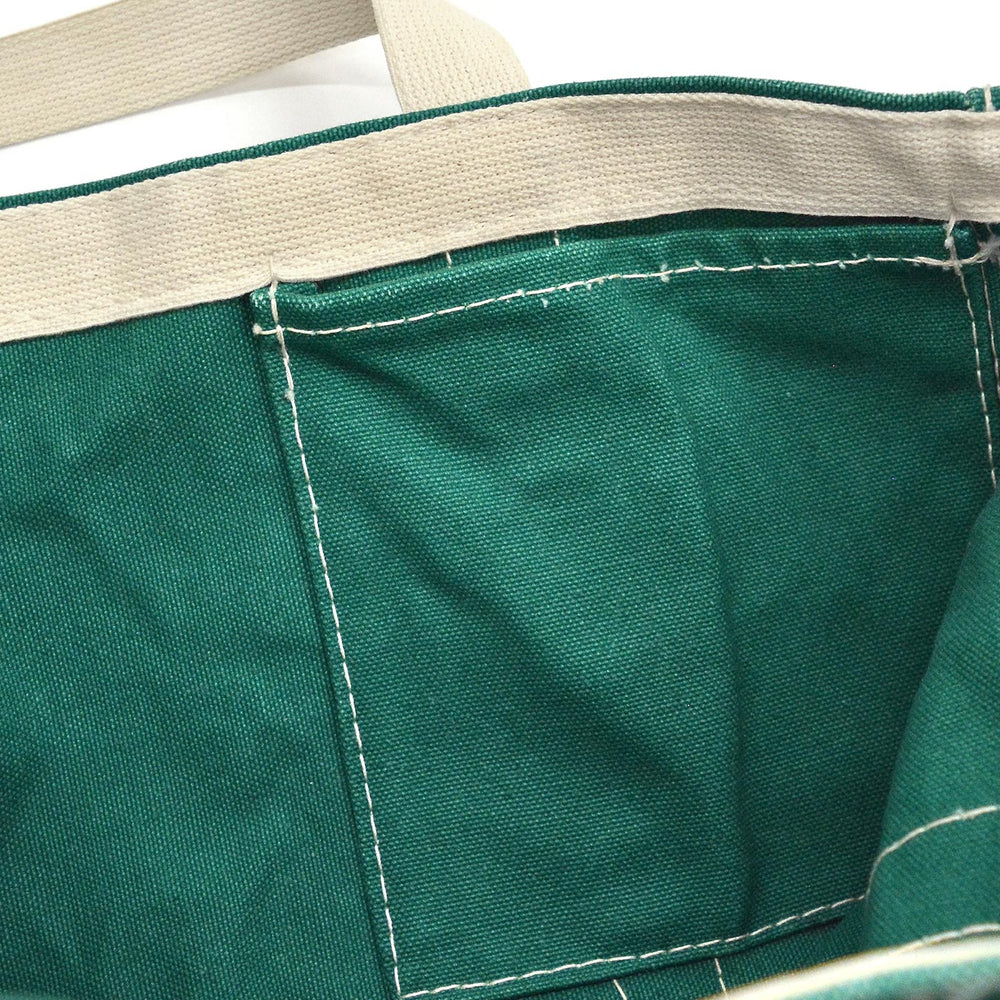 1980's UNKNOWN GREEN CANVAS TOTE BAG / UNUSUAL POCKET...