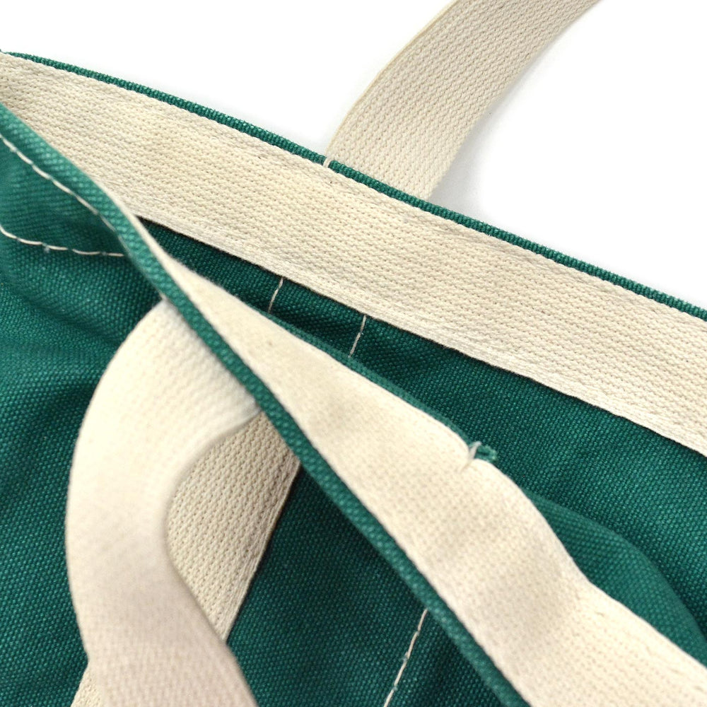 1980's UNKNOWN GREEN CANVAS TOTE BAG / UNUSUAL POCKET...