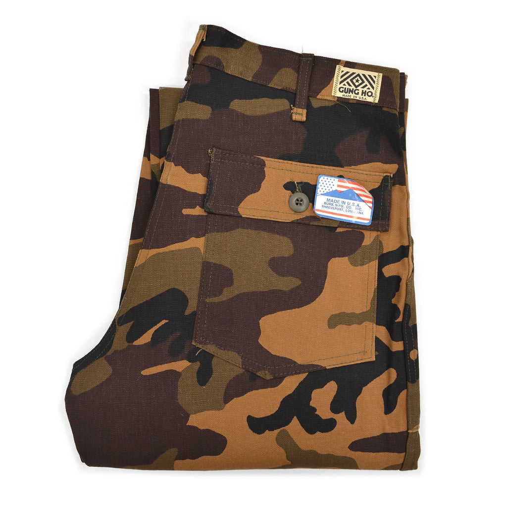 1980s DEADSTOCK GUNG HO BROWN CAMO BAKER PANTS ... W32/L34