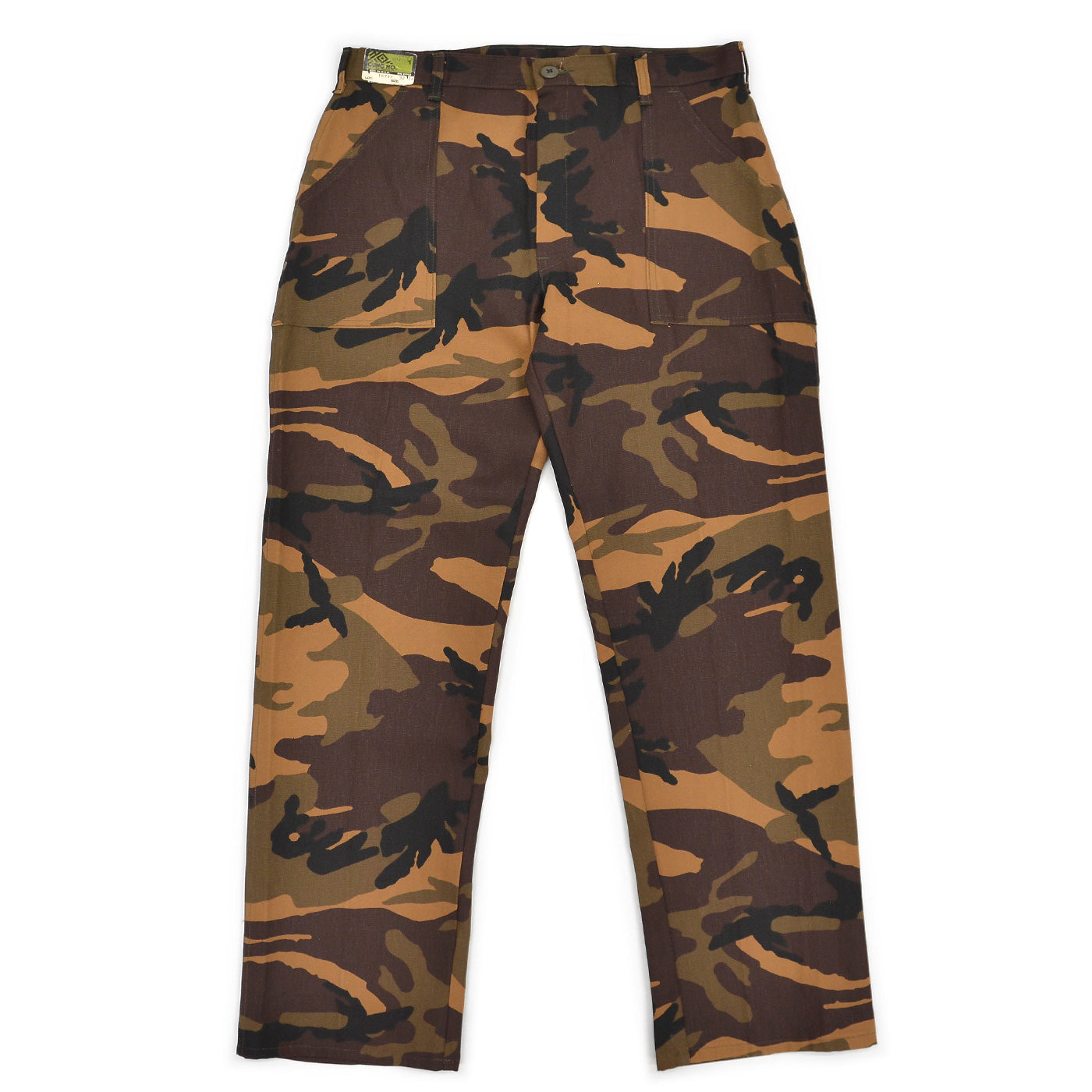 1980's DEADSTOCK GUNG HO BROWN CAMO BAKER PANTS ... W32/L34