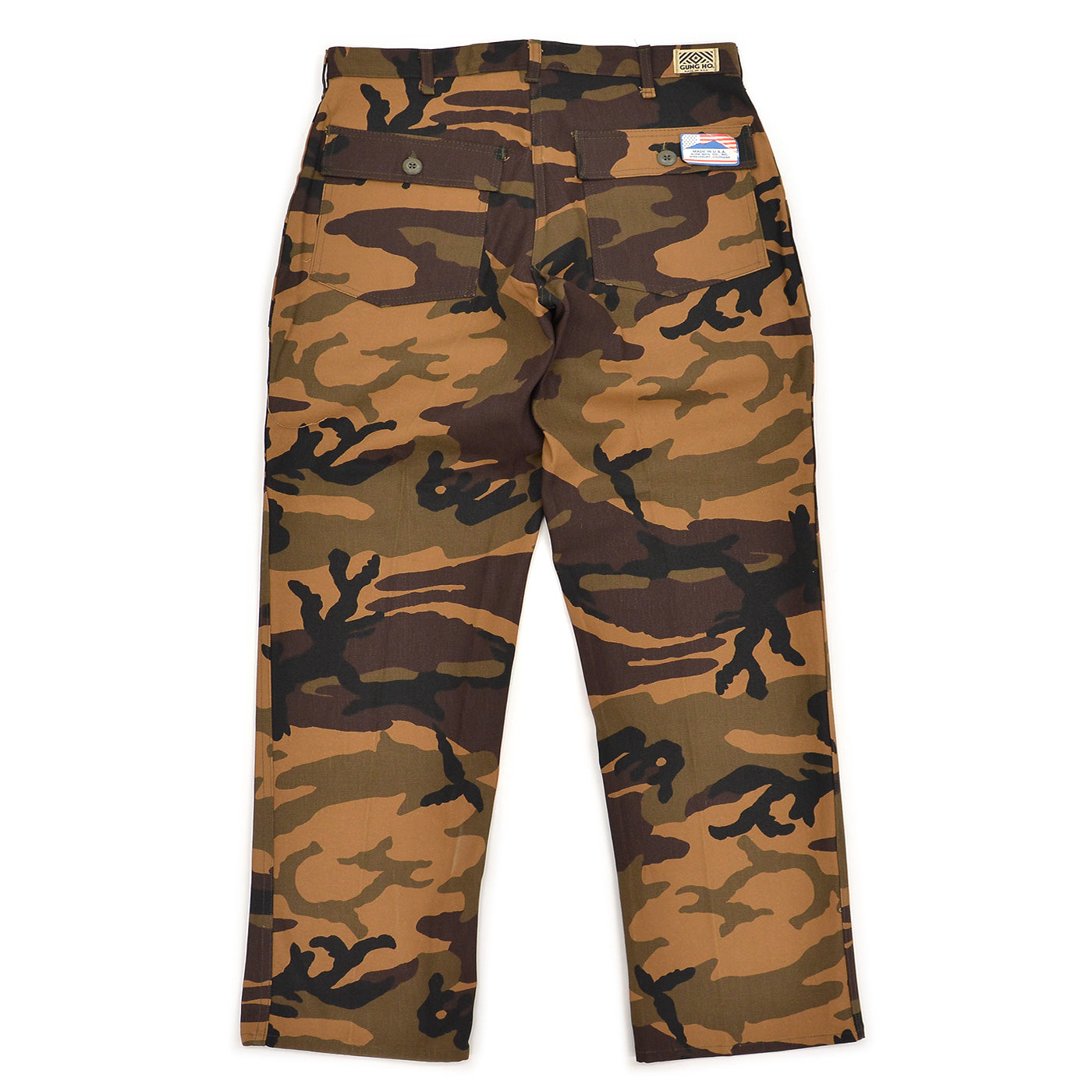 1980s DEADSTOCK GUNG HO BROWN CAMO BAKER PANTS ... W32/L34