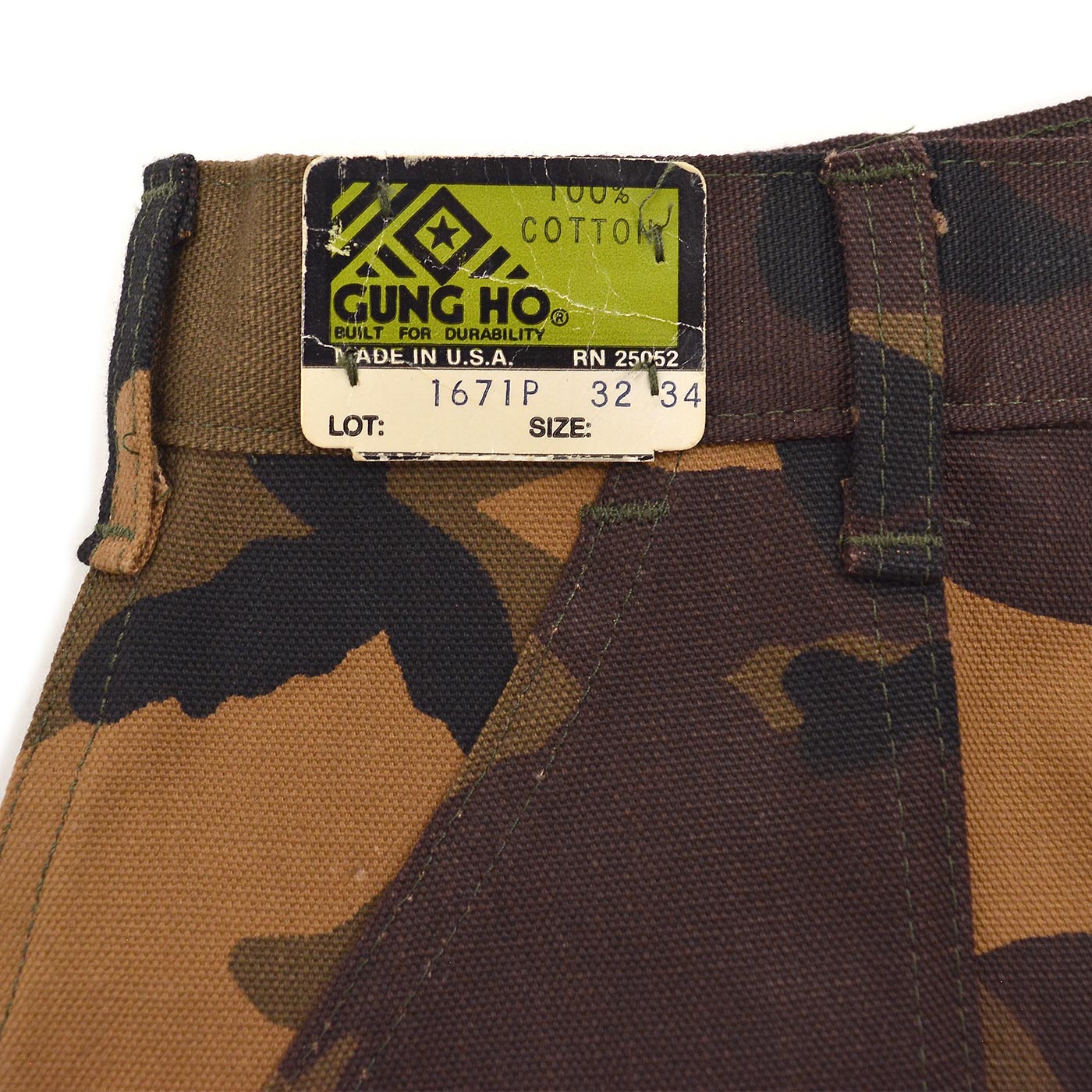 1980s DEADSTOCK GUNG HO BROWN CAMO BAKER PANTS ... W32/L34
